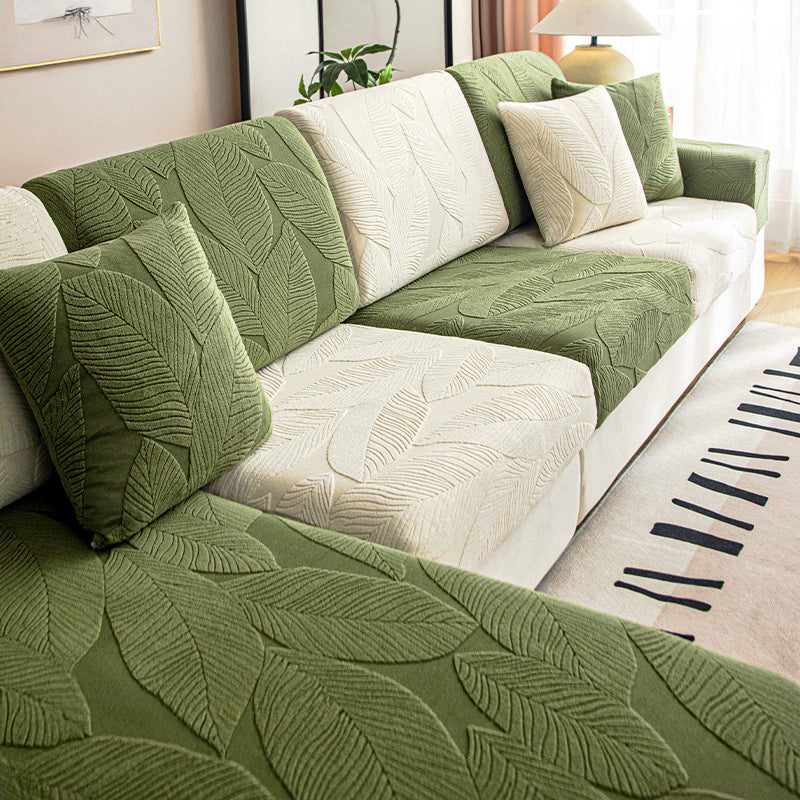 Moderner Jacquard-Sofabezug mit Blätterdesign – Wasserabweisend, Kratzfest & Elastisch, Rundum-Schutz