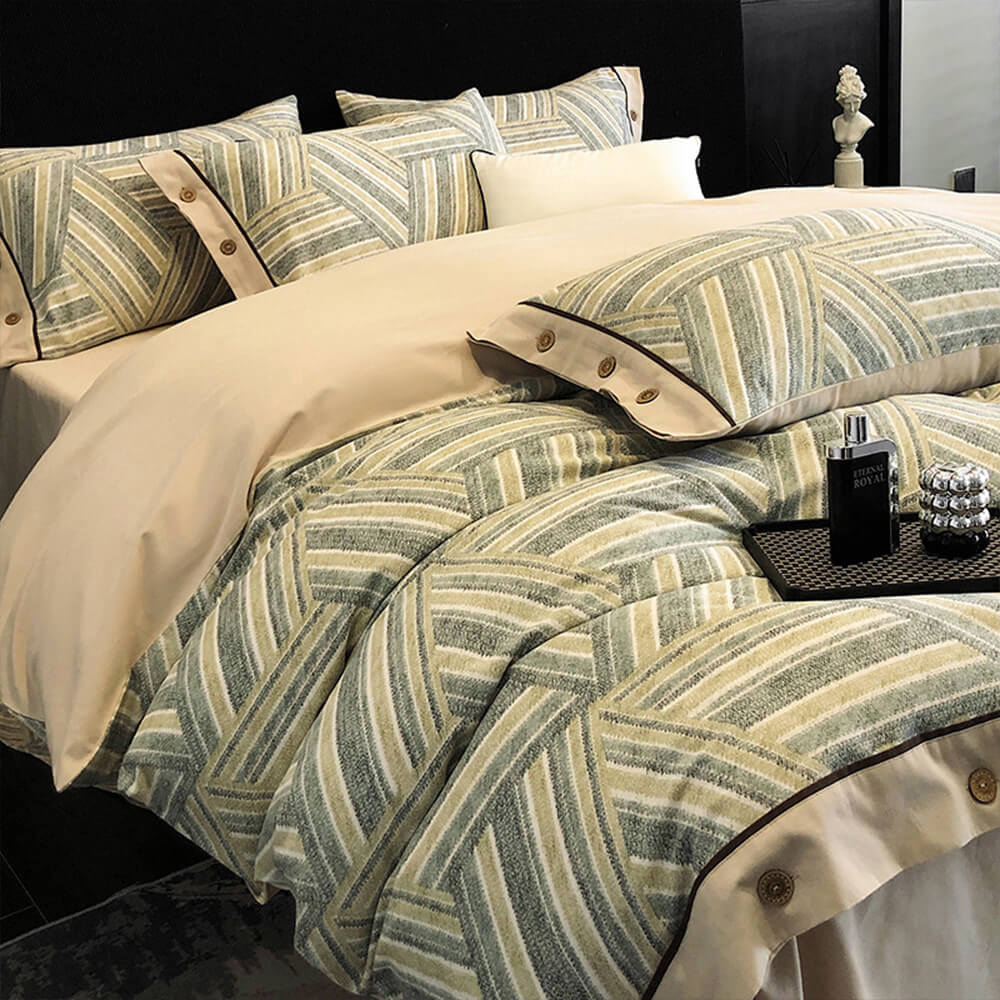 Bunt Geometrisch Ultraweiche Geb brushed Baumwoll-Bettlaken-Set