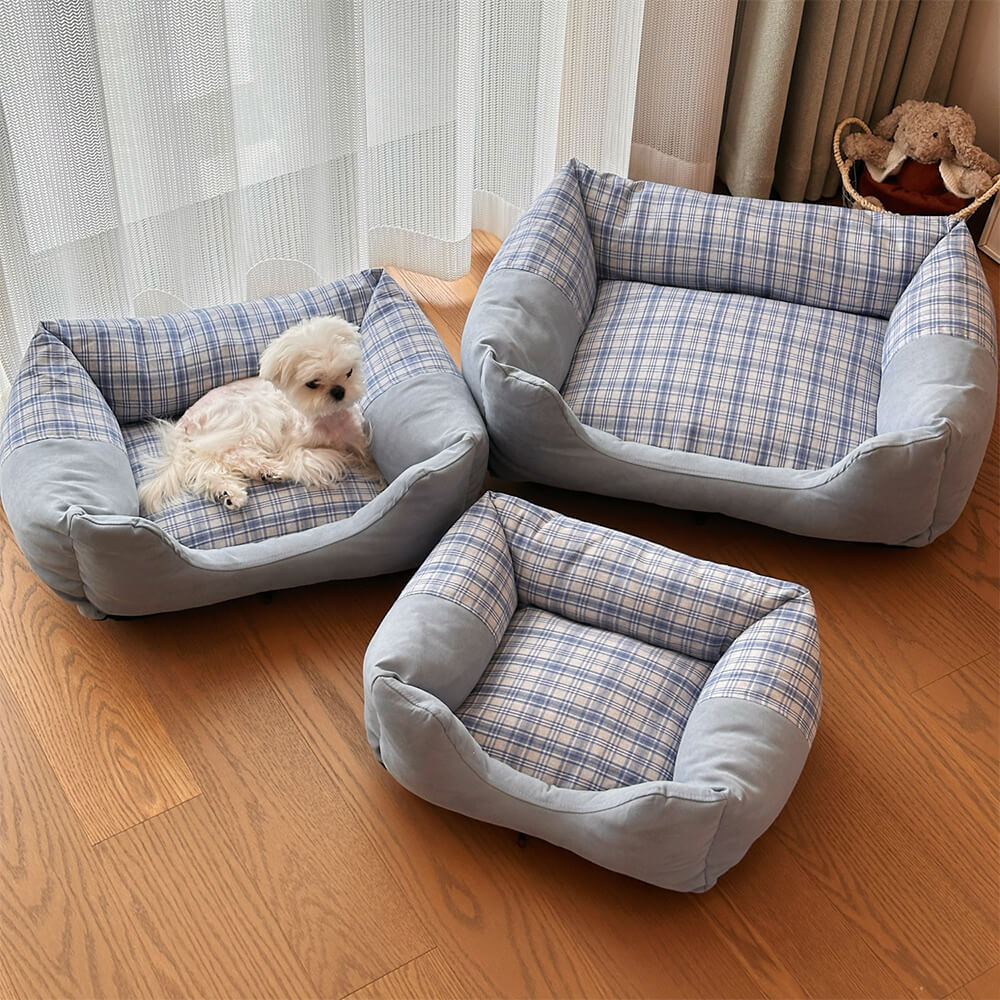 Gingham Leisure Abnehmbares Verdicktes Hundebett & Katzenbett mit Seitenpolster