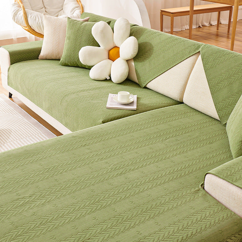 Atmungsaktiver Rutschfester Sofabezug mit Chenille-Weizenohr-Aufdruck