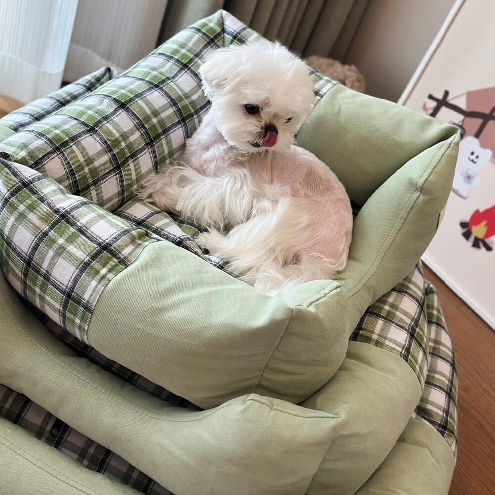 Gingham Leisure Abnehmbares Verdicktes Hundebett & Katzenbett mit Seitenpolster