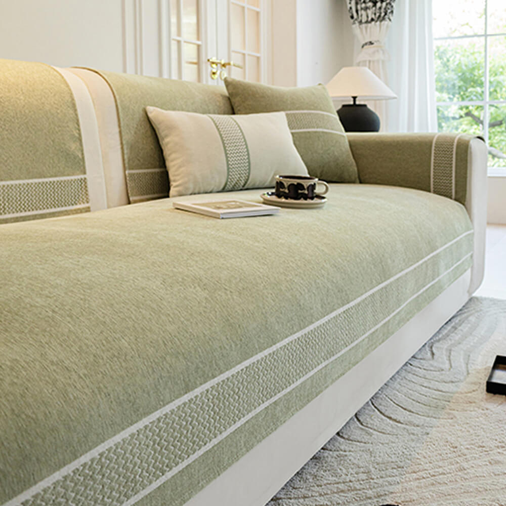 Kratzfester Sofabezug aus Chenille-Jacquard mit breitem Kantendesign