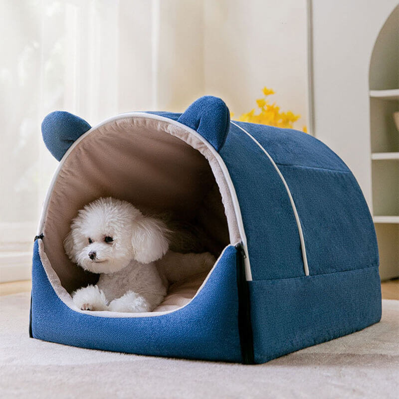 2 in 1 Süße Hundehütte mit Abnehmbaren Bärenohren