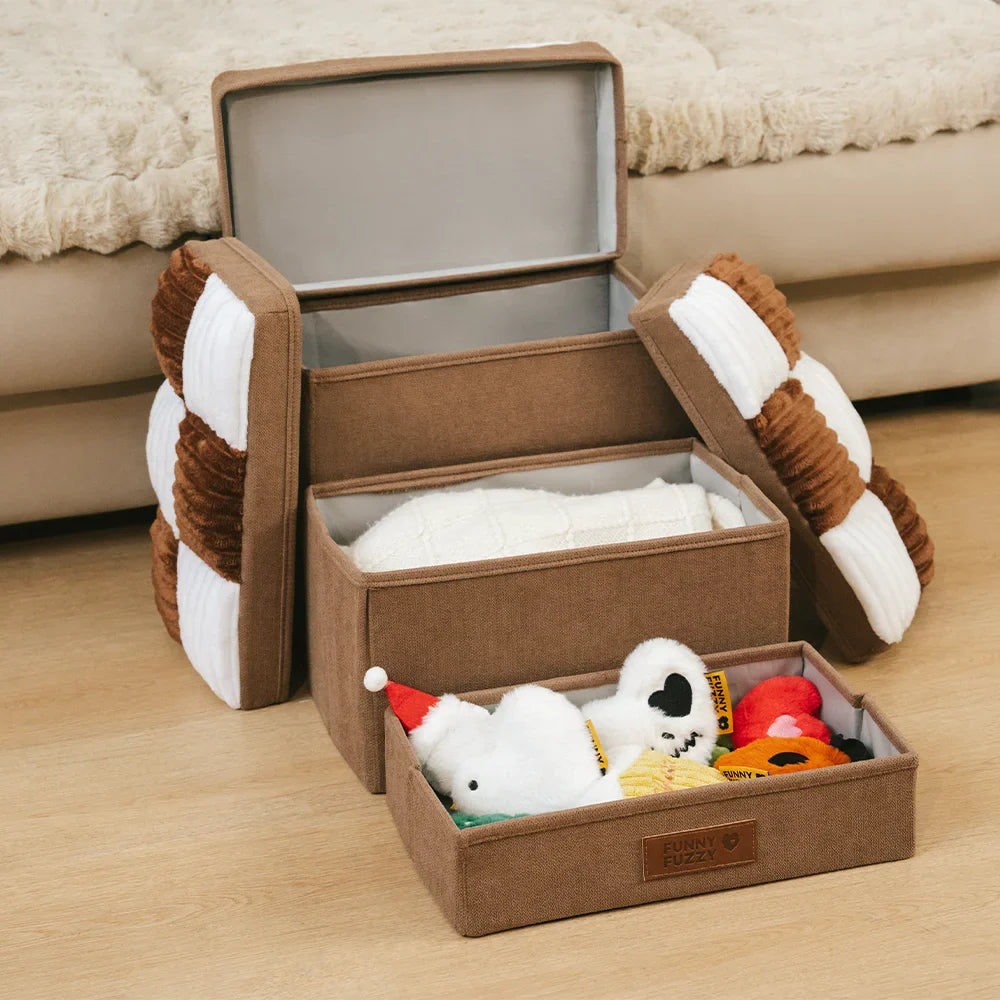 Abnehmbare Schachbrett-Plüsch-Handgefertigte Hundetreppe mit Stauraum - Klappbare Stufen