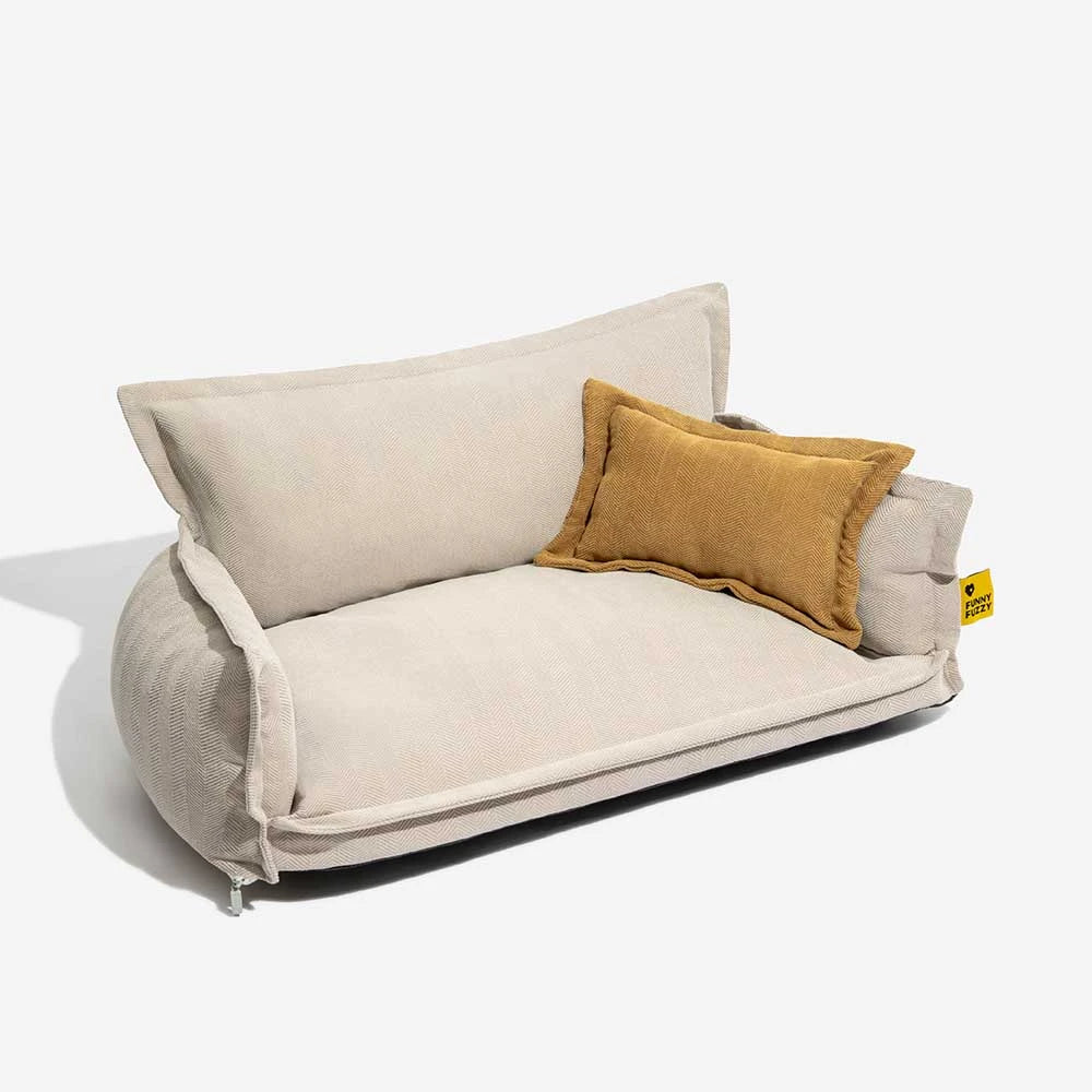 Allwetter Hundebett aus Chenille – Orthopädisch Abnehmbar & Mit Kissen
