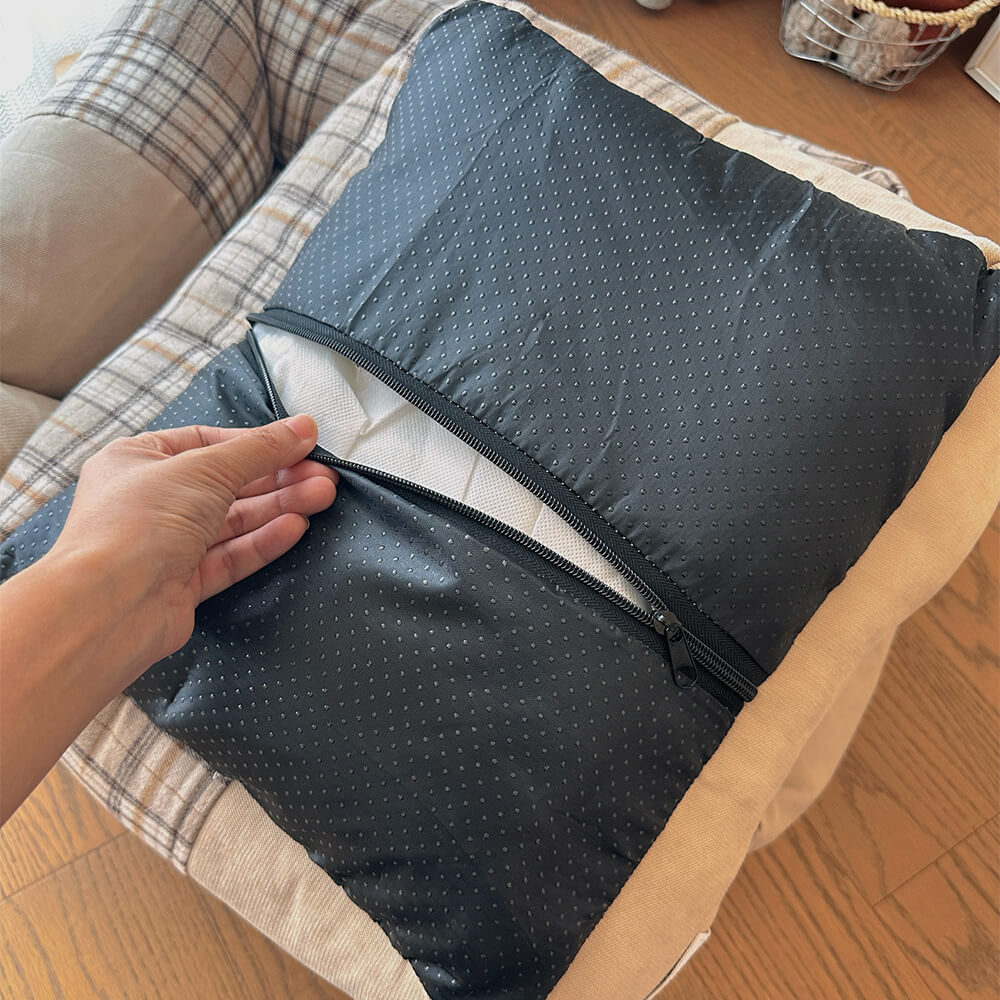 Gingham Leisure Abnehmbares Verdicktes Hundebett & Katzenbett mit Seitenpolster