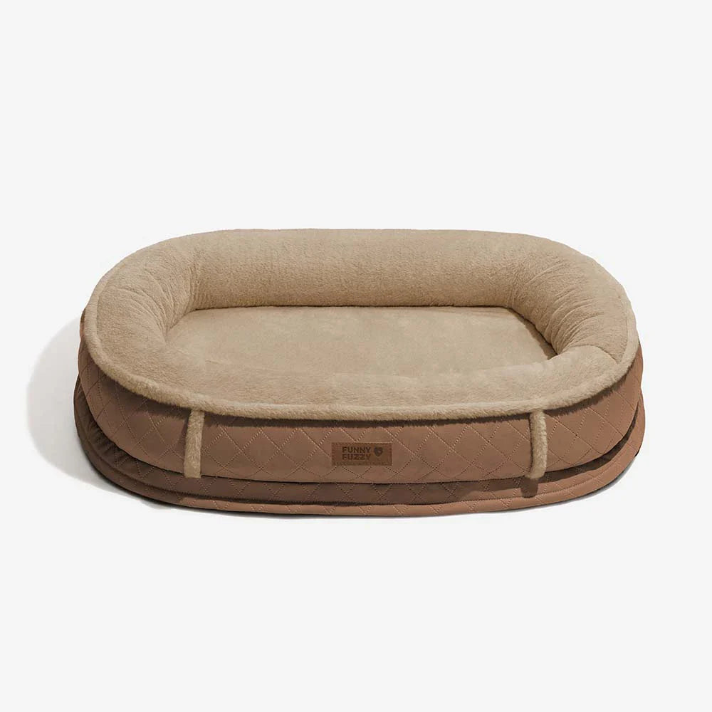 Deluxe Kunstleder & Plüsch Abnehmbares Orthopädisches Donut Hundebett - WarmNest