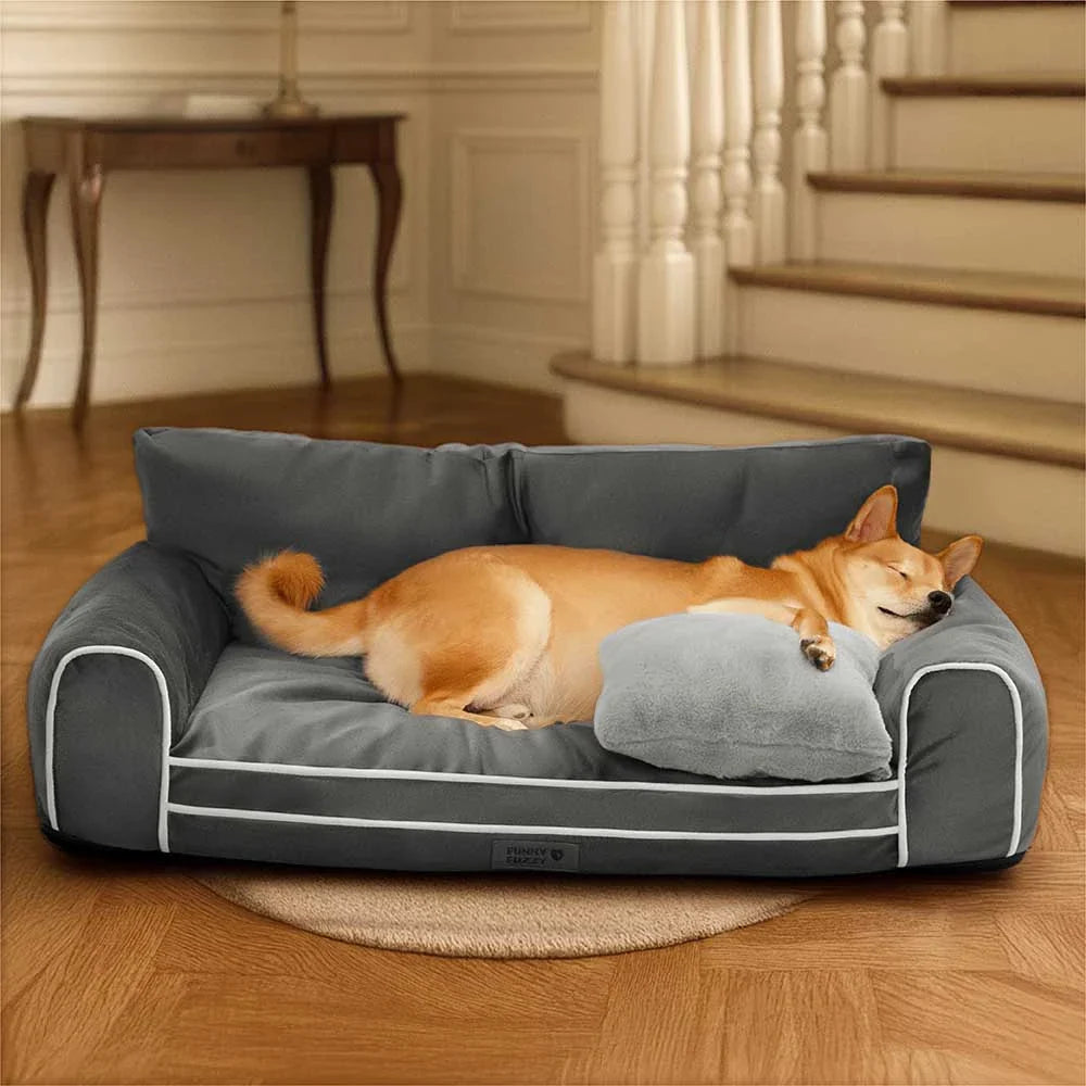 Deluxe Seidensamt Abnehmbares Bolster Orthopädisches Hundebett mit Kissen - RegalRest