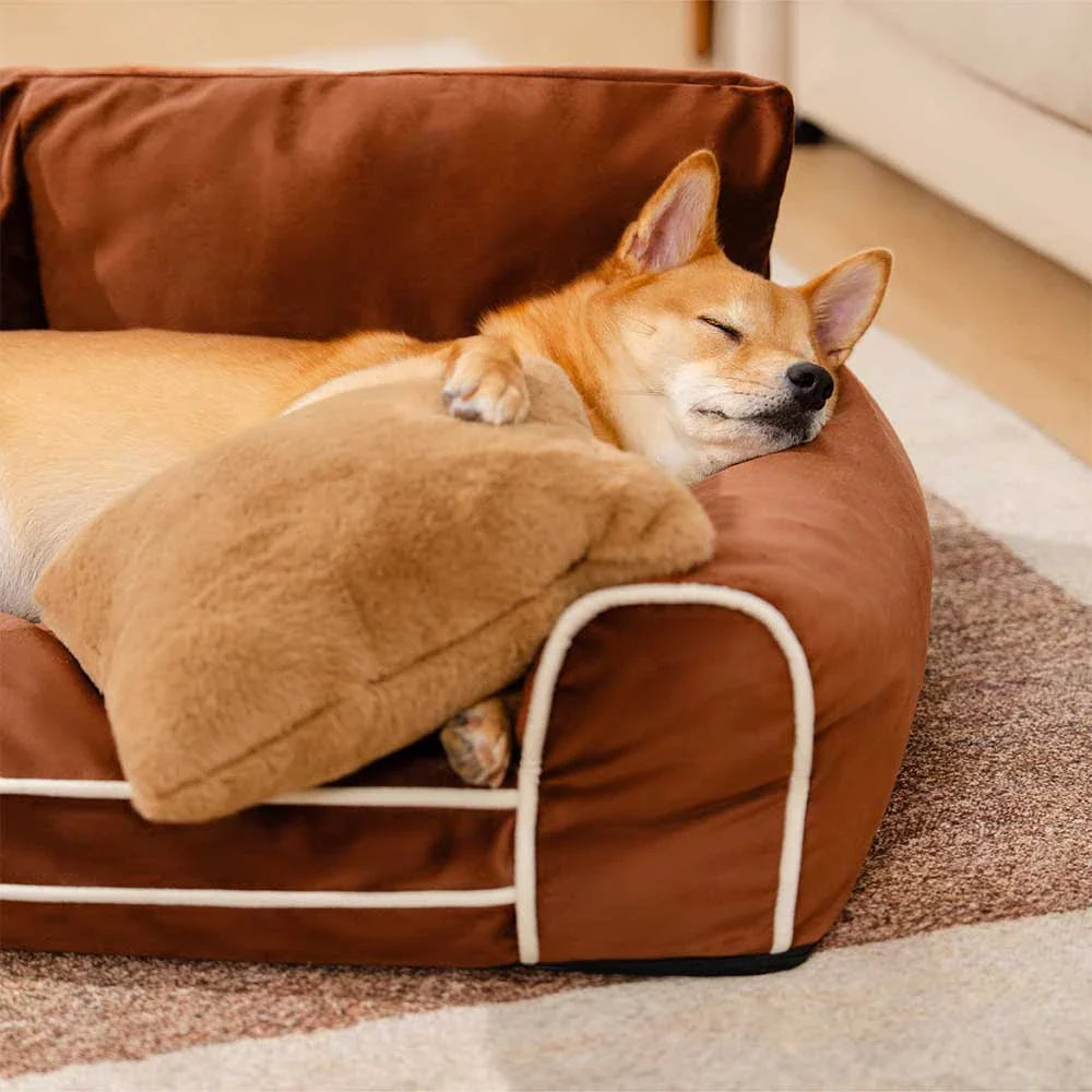 Deluxe Seidensamt Abnehmbares Bolster Orthopädisches Hundebett mit Kissen - RegalRest