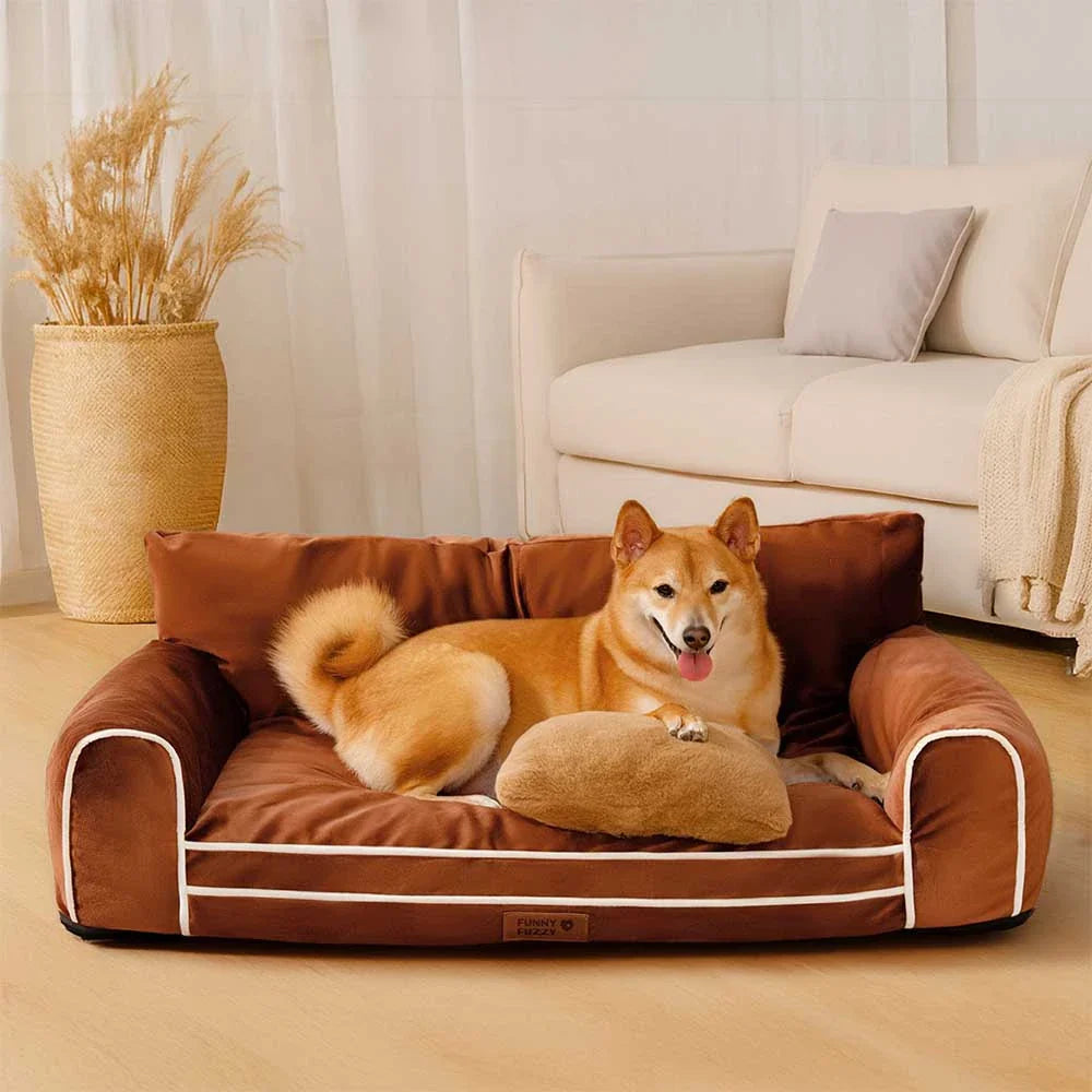 Deluxe Seidensamt Abnehmbares Bolster Orthopädisches Hundebett mit Kissen - RegalRest
