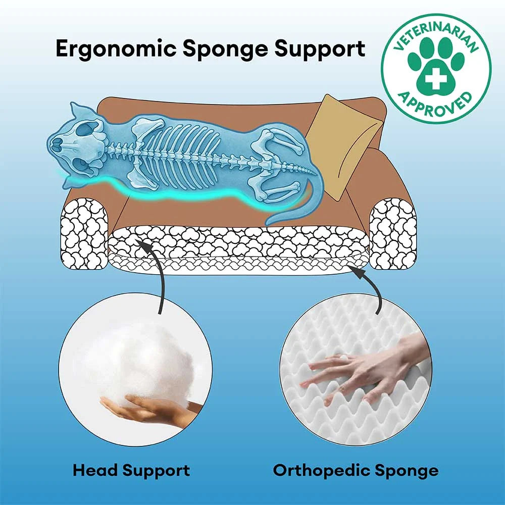 Deluxe Seidensamt Abnehmbares Bolster Orthopädisches Hundebett mit Kissen - RegalRest