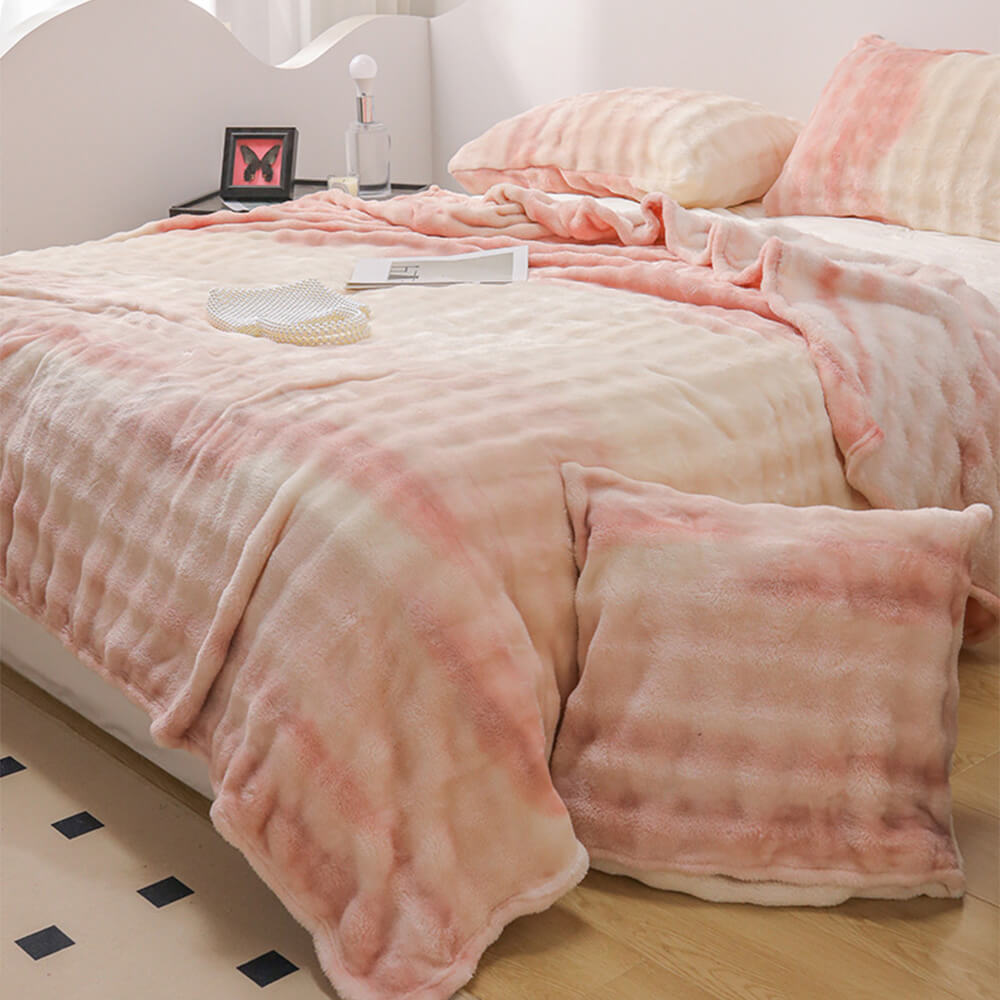 Luxuriöse Weiche Decke Bettlaken mit Farbverlauf aus Kaninchenfellimitat
