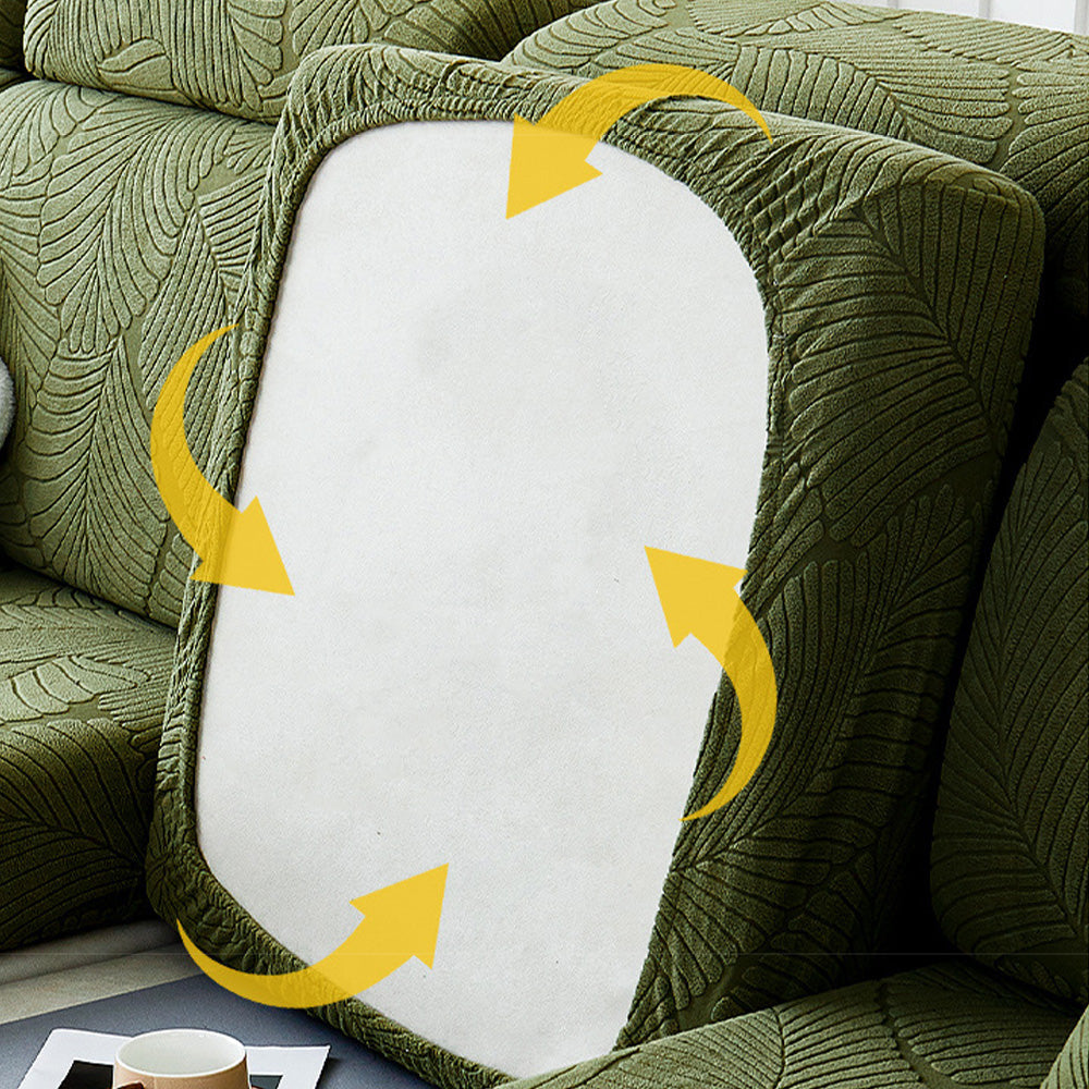 Moderner Jacquard-Sofabezug mit Blätterdesign – Wasserabweisend, Kratzfest & Elastisch, Rundum-Schutz