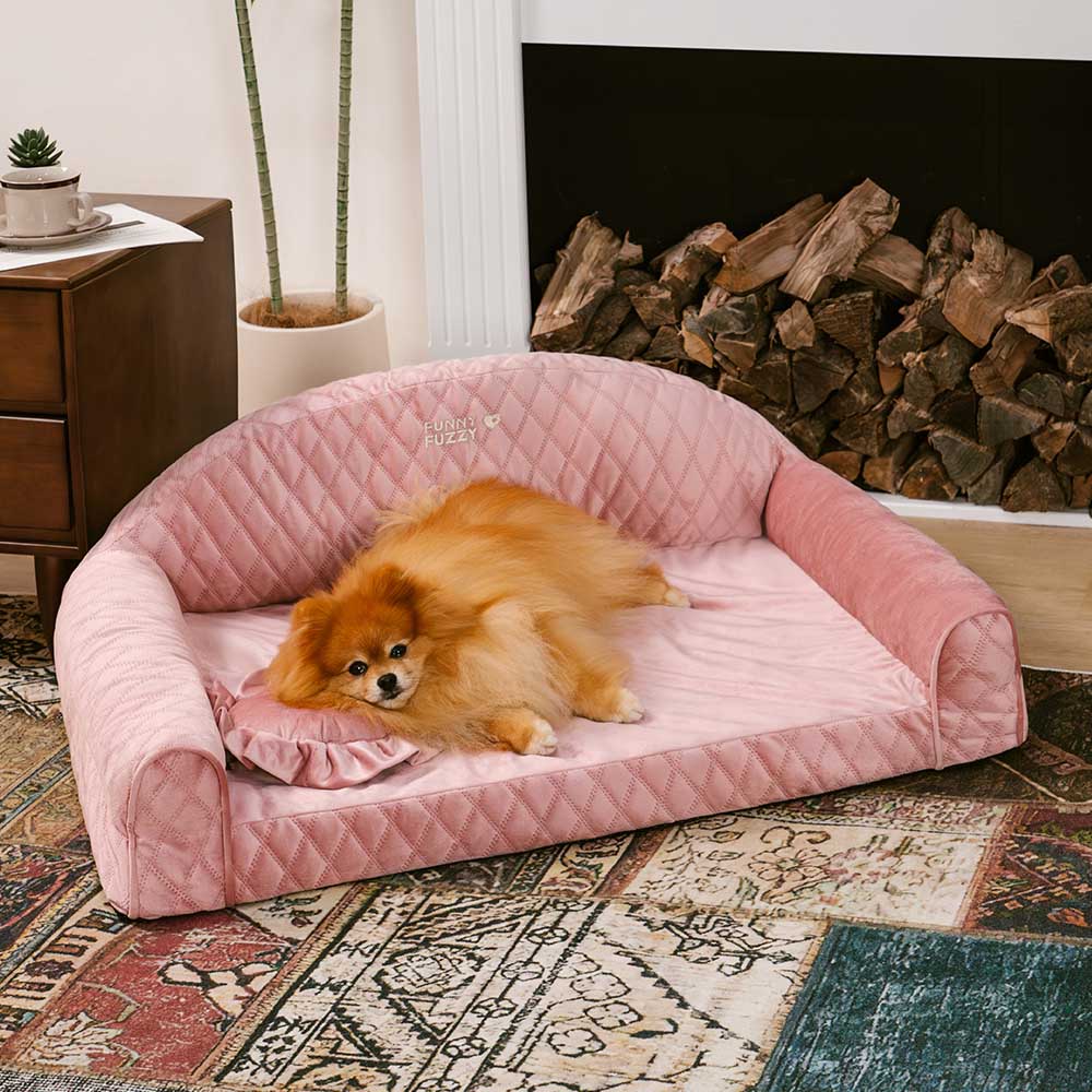 Rosa Gemütliches Hundesofa mit Nackenrolle - Prinzessin Lord