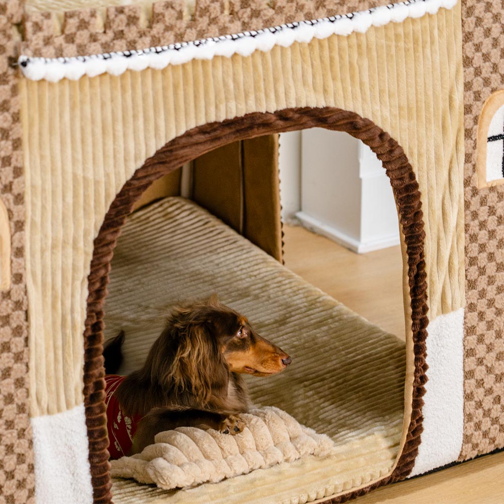 FUNNYFUZZY Gemütliches Orthopädisches Indoor-Spielzelt Hundezeltbett - Märchenhaftes Traumland