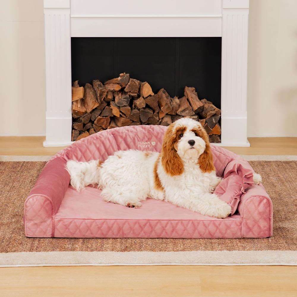 Rosa Gemütliches Hundesofa mit Nackenrolle - Prinzessin Lord
