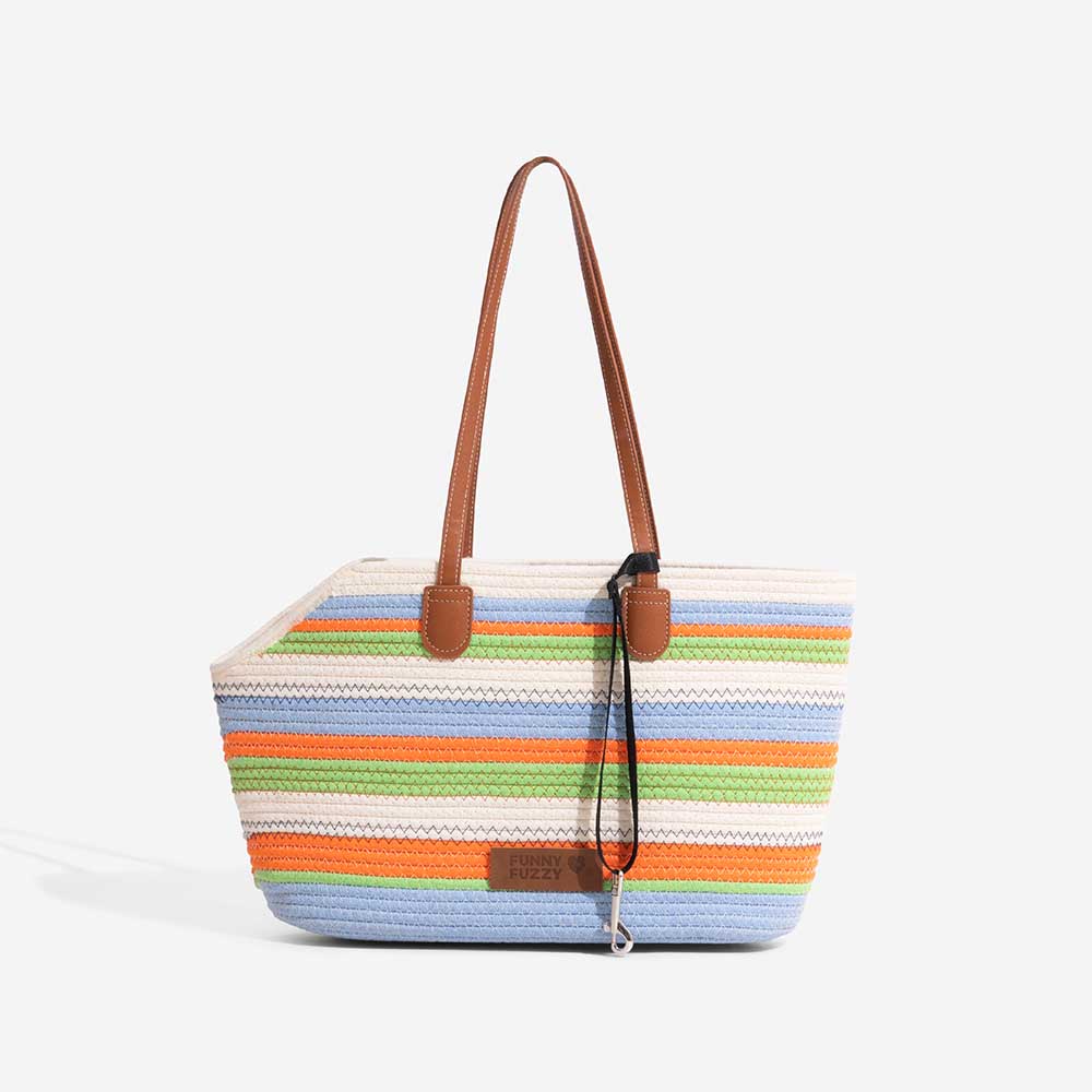 Handgefertigte leichte Baumwollgewebte Strandtasche für Haustiere - Sommerurlaub