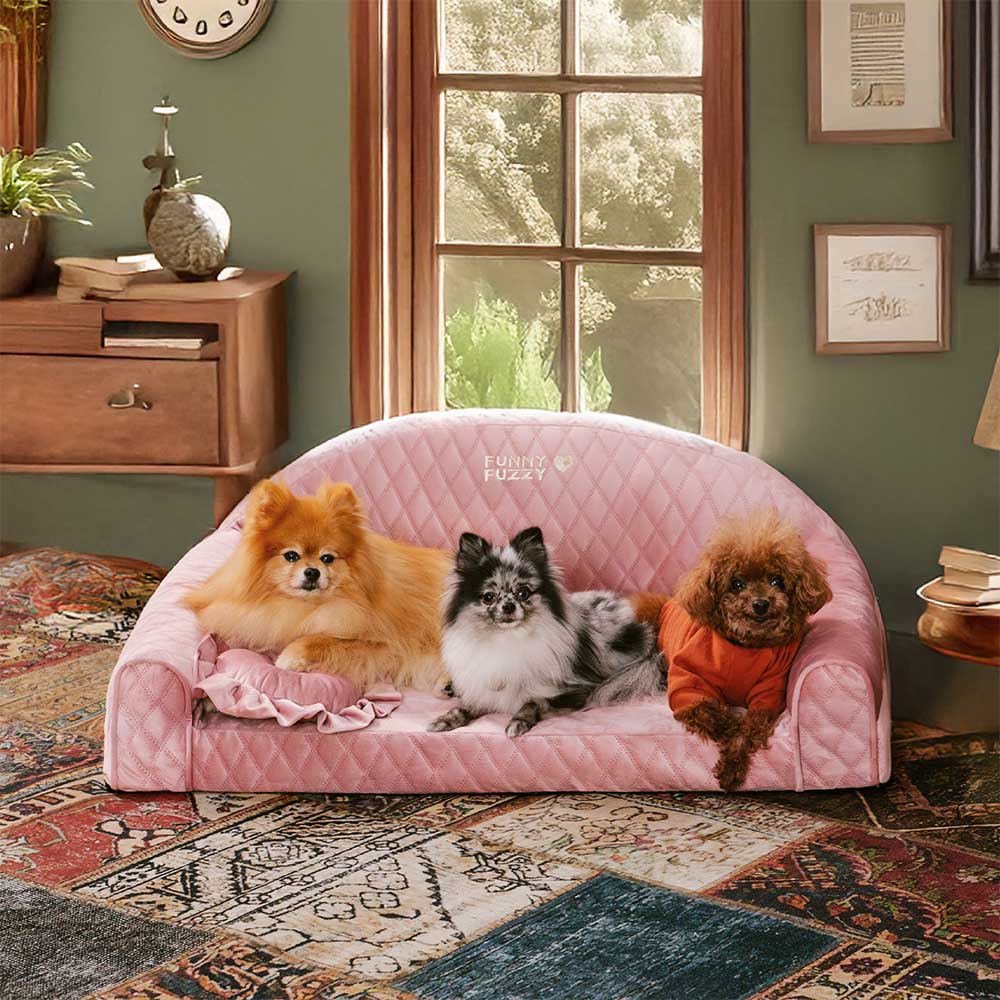 Rosa Gemütliches Hundesofa mit Nackenrolle - Prinzessin Lord