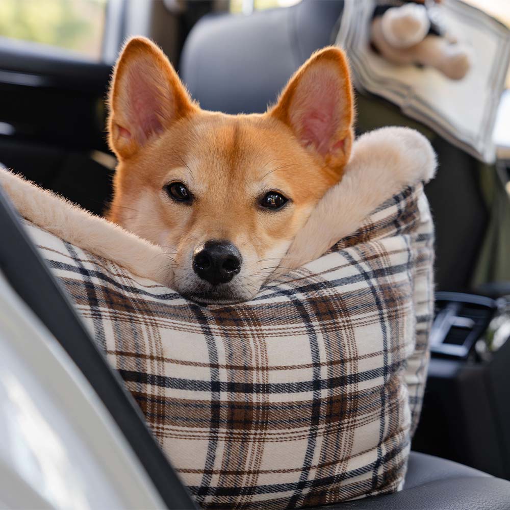 Großer Klassischer Flauschiger Autositz für Hunde – Sicher Halten
