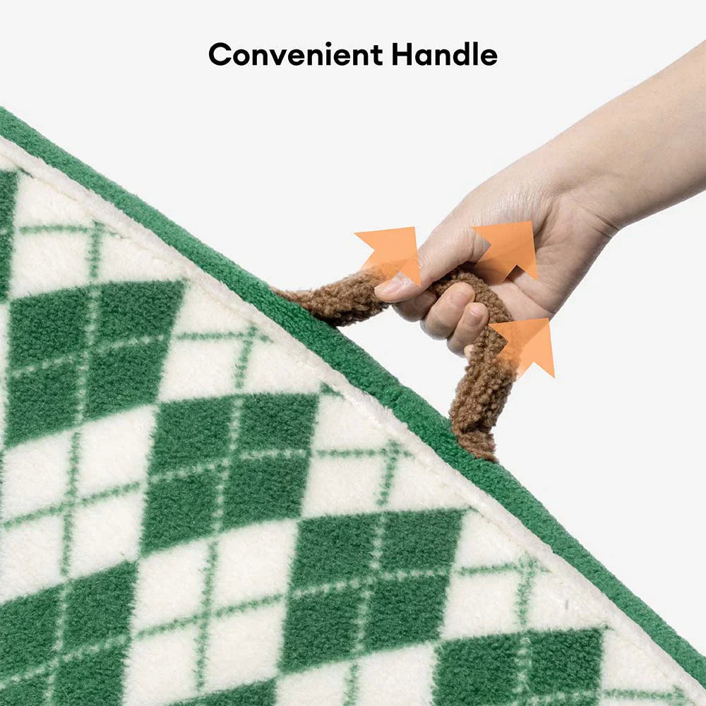 Orthopädisches Sherpa-Sofabett für Hunde und Katzen mit Diamantmuster – Farbe Kakaokiefer