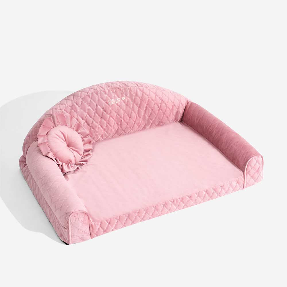 Rosa Gemütliches Hundesofa mit Nackenrolle - Prinzessin Lord