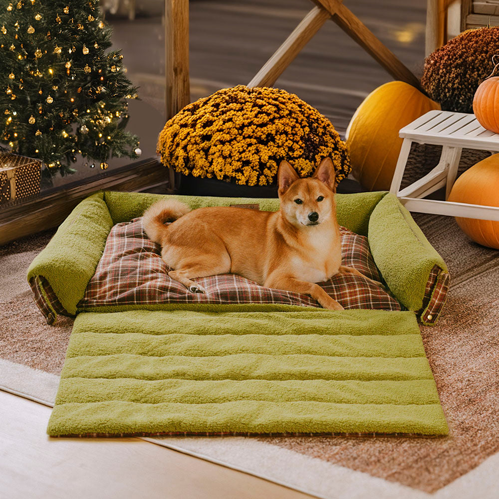 Große Waschbare Hundebettdecke im Vintage-Tartan-Stil Faltbar – Avocuddle
