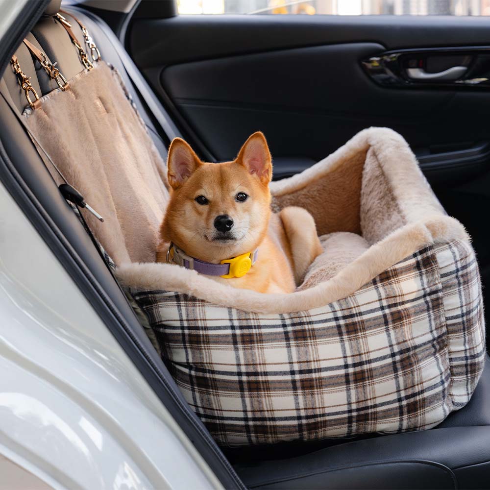 Großer Klassischer Flauschiger Autositz für Hunde – Sicher Halten