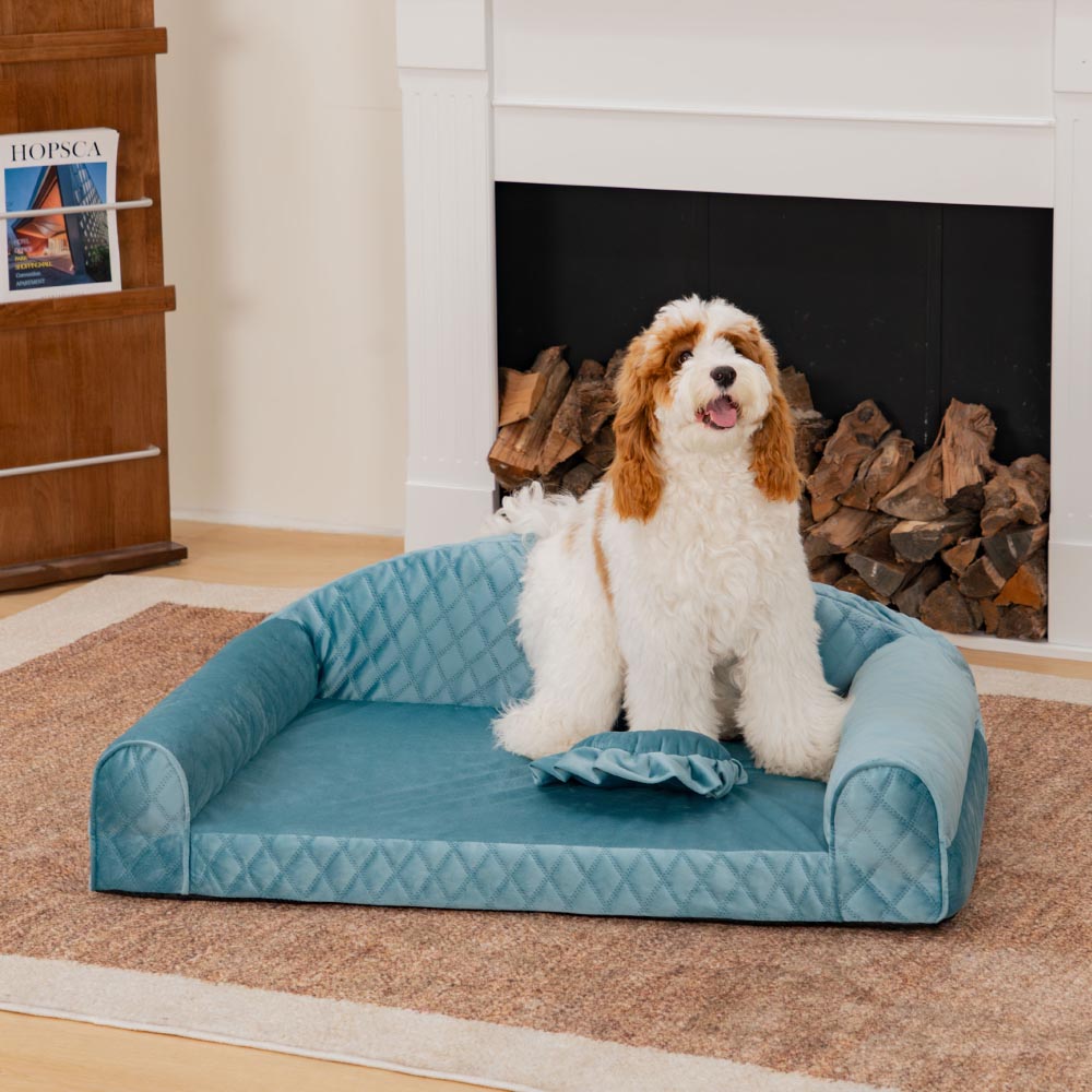Rosa Gemütliches Hundesofa mit Nackenrolle - Prinzessin Lord