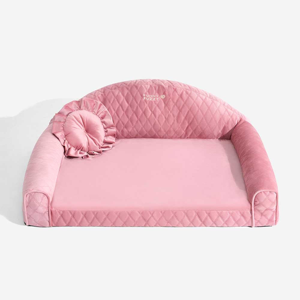 Rosa Gemütliches Hundesofa mit Nackenrolle - Prinzessin Lord