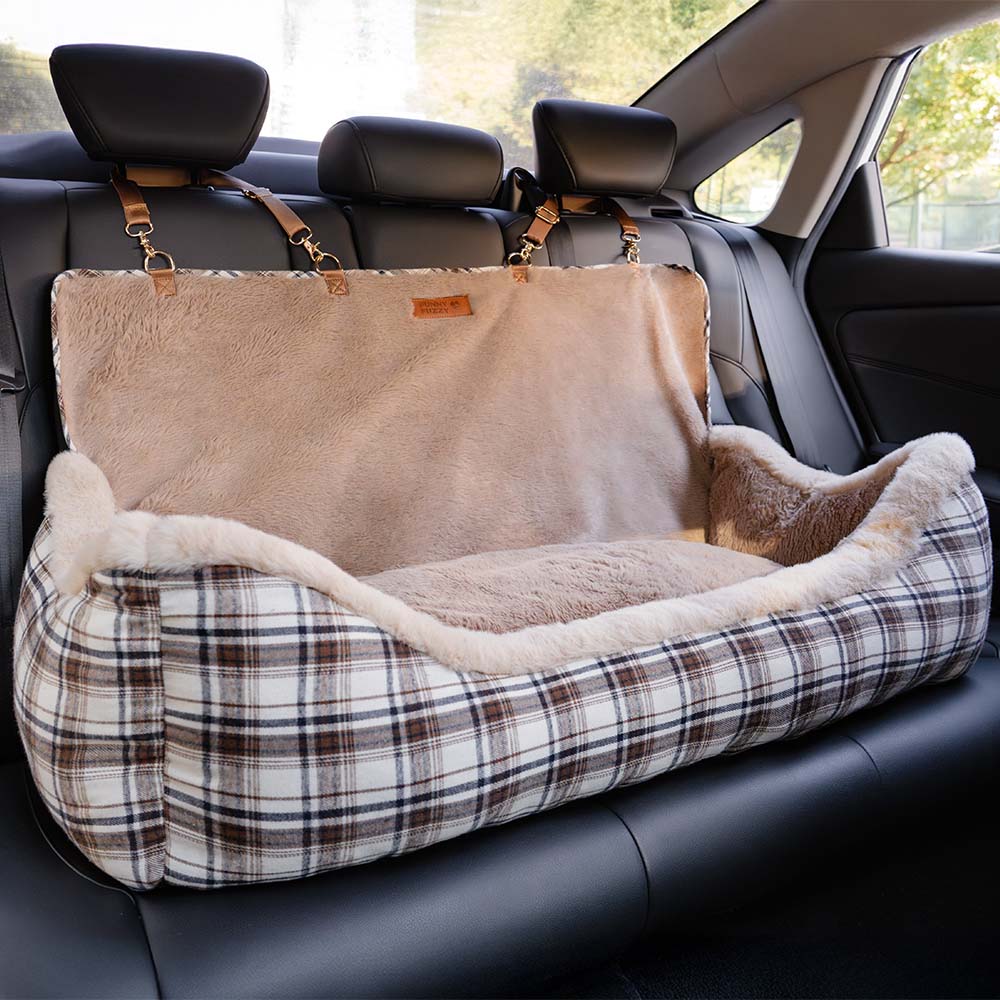 Großer Klassischer Flauschiger Autositz für Hunde – Sicher Halten