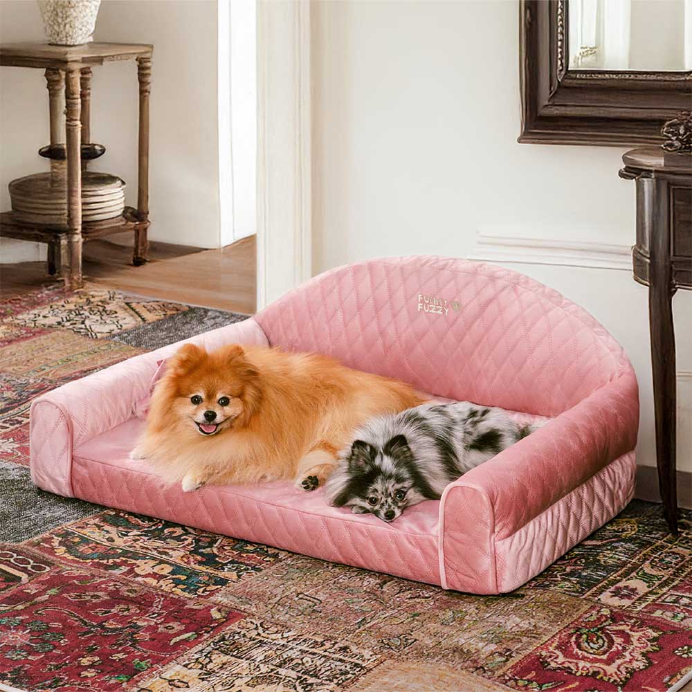 Rosa Gemütliches Hundesofa mit Nackenrolle - Prinzessin Lord