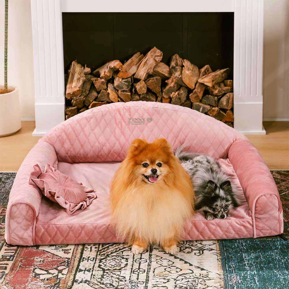 Rosa Gemütliches Hundesofa mit Nackenrolle - Prinzessin Lord