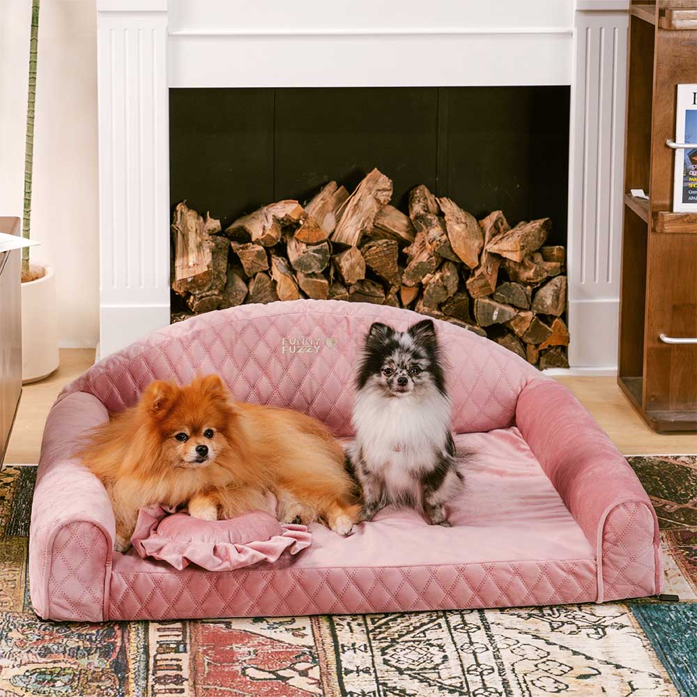 Rosa Gemütliches Hundesofa mit Nackenrolle - Prinzessin Lord