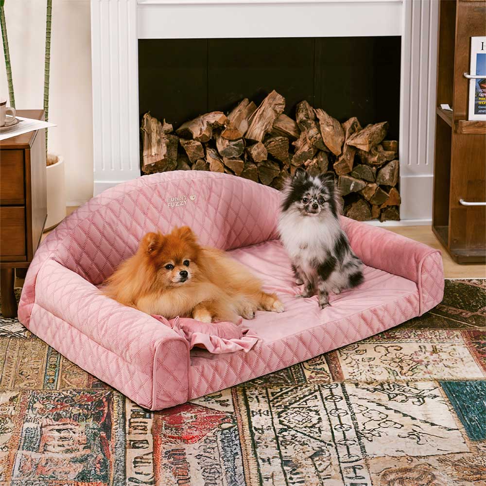 Rosa Gemütliches Hundesofa mit Nackenrolle - Prinzessin Lord