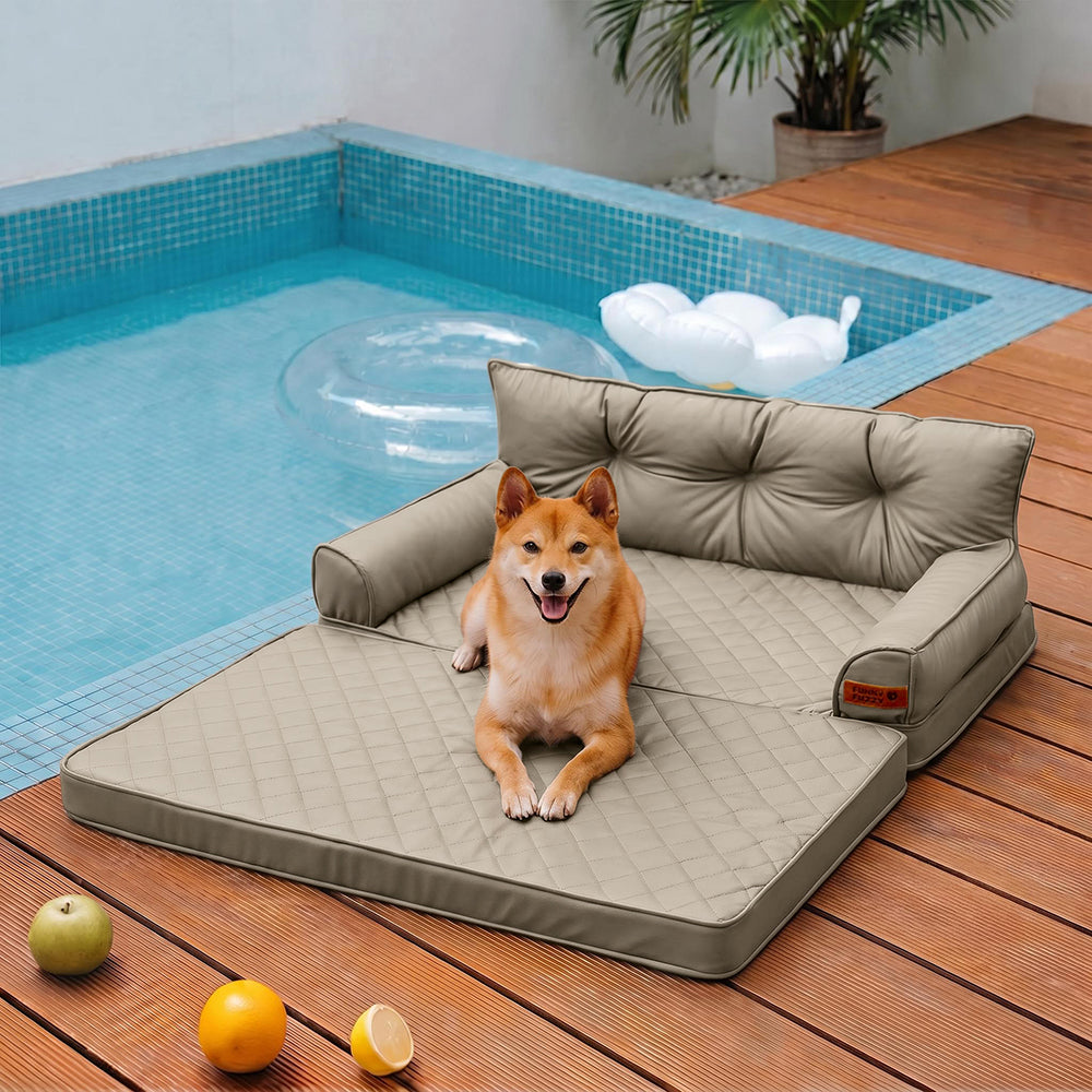 Luxe Kunstleder faltbares orthopädisches großes Hundebett - CoreLounge