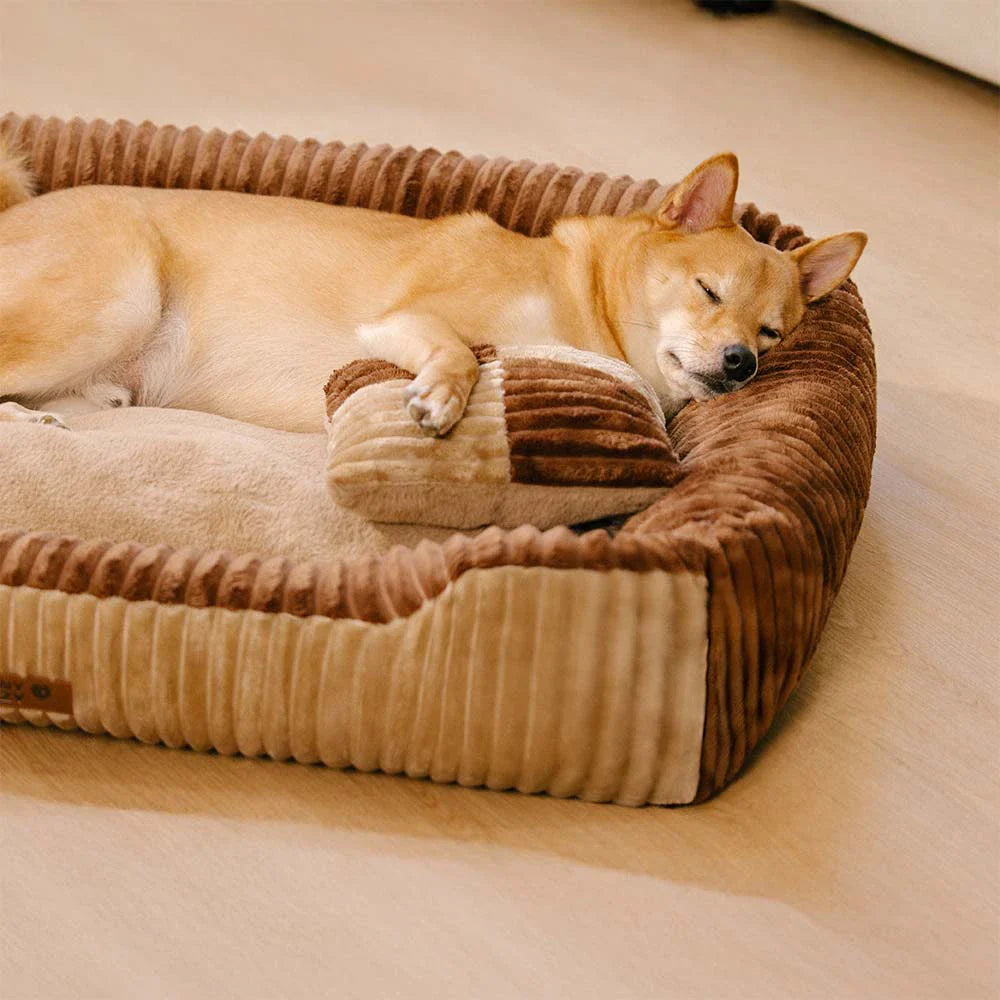 Vintage Farbkasten-Flanell abnehmbares Nackenstützkissen Hundebett mit Kissen – CozyRest