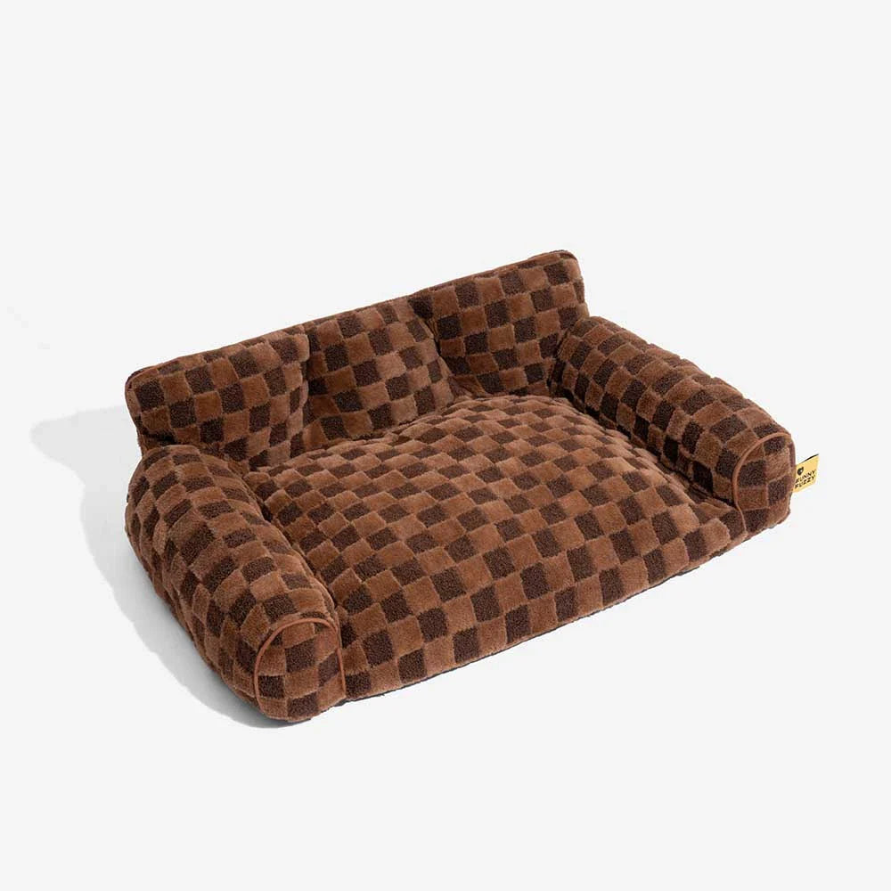 Kariertes, flauschiges, abnehmbares orthopädisches Hundekissenbett – CozyNest