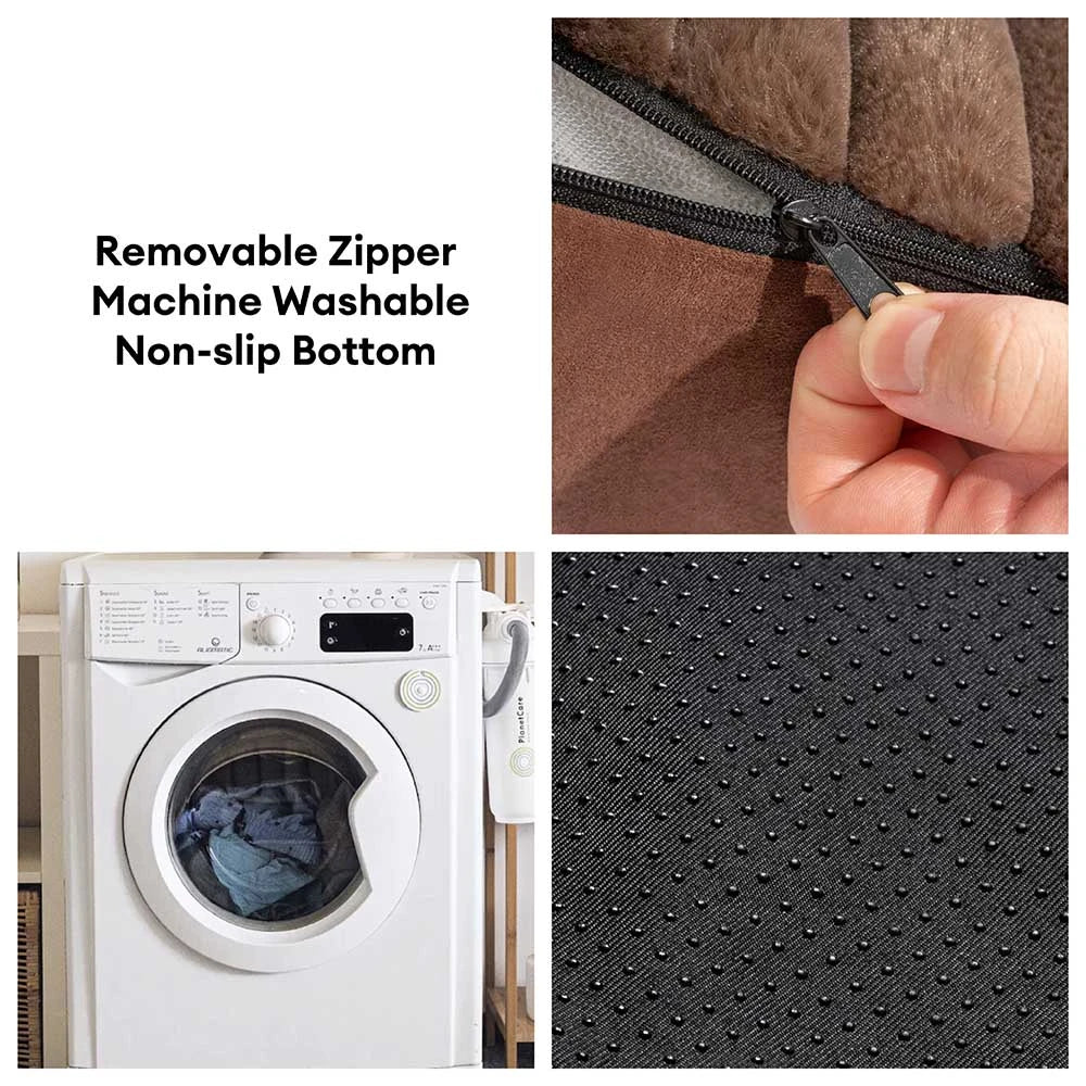 Retro Kunstwildleder Wendbar Waschbarer Hundebett mit Kissen – SweetDream