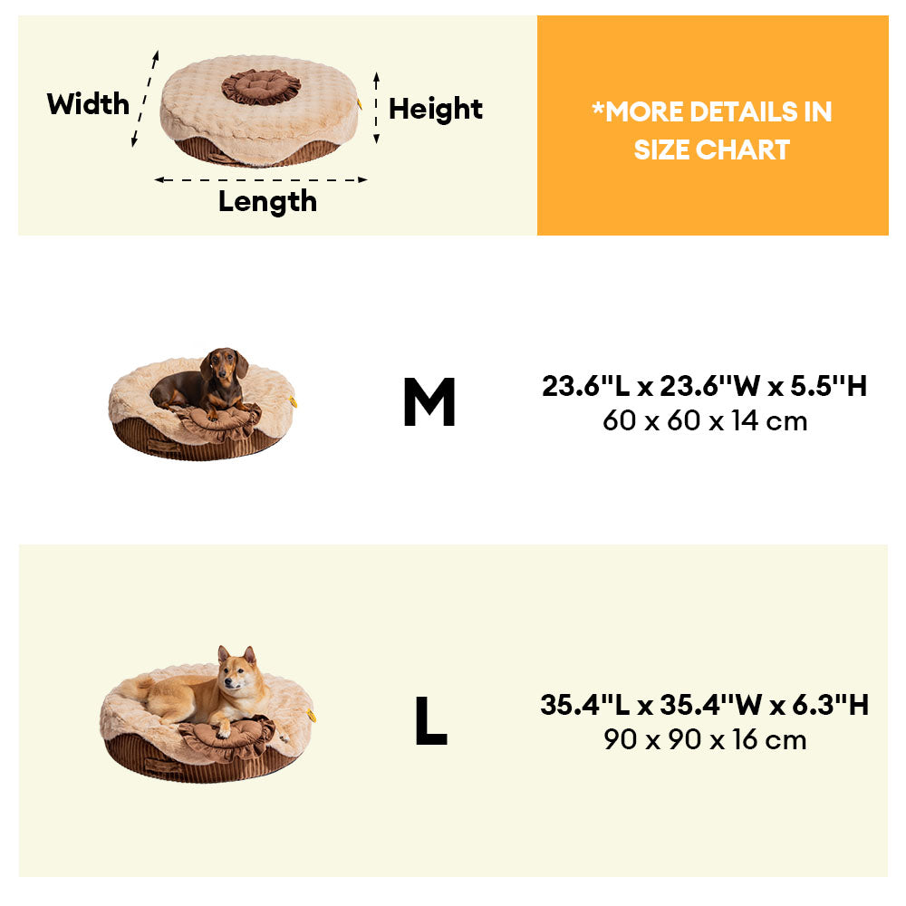 Fluffiger kuchenförmiger abnehmbarer plüschiger orthopädischer Haustierbett – DreamBake