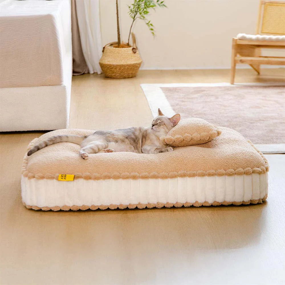 Bequeme plüschige, keksartige orthopädische Hundebett mit Kissen – SweetNap