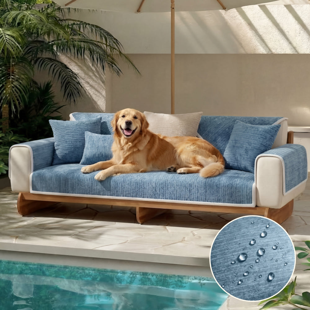 Wasserdichter Antimikrobieller Einfach Gestreifter Kratzfester Outdoor Sofabezug aus Chenille