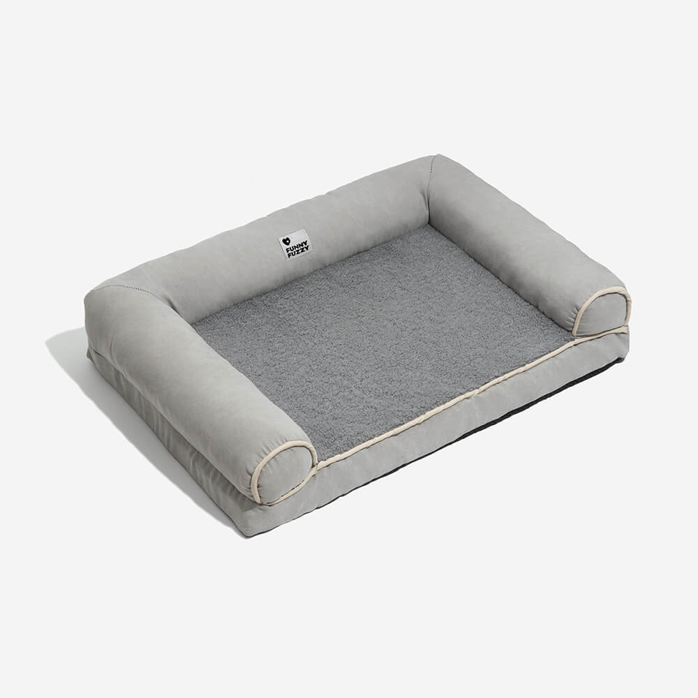 Orthopädisches Hundebett mit vollständiger Stützfunktion aus Kunstfleece und Wildleder