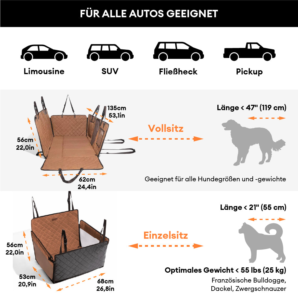 Premium Kunstleder wasserabweisend Hängematte Hund Autositz Abdeckung - RideProtector