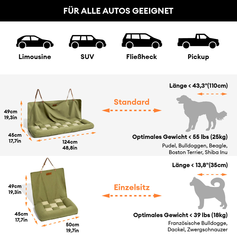 Reise Polster Sicherheit Unterwegs Rücksitz für Großen Hund im Schachbrettmuster