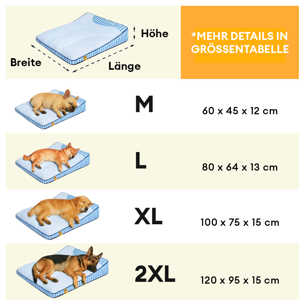 Extra großes kühlendes waschbares rechteckiges orthopädisches Hundebett - kühlendes Nickerchen