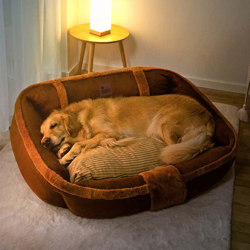 Groes Gemtliches Beruhigendes Sofa-Hundebett im Vintage-Stil - FunnyFuzzy
