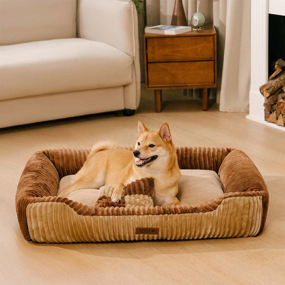 Vintage Farbkasten-Flanell abnehmbares Nackenstützkissen Hundebett mit Kissen – CozyRest