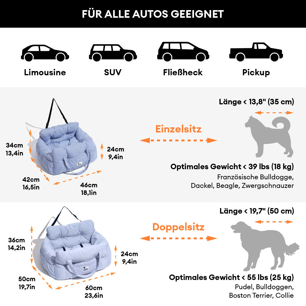 Tragbares Haustier-Polster für Freizeitausflüge Großes Hundeautositzbett