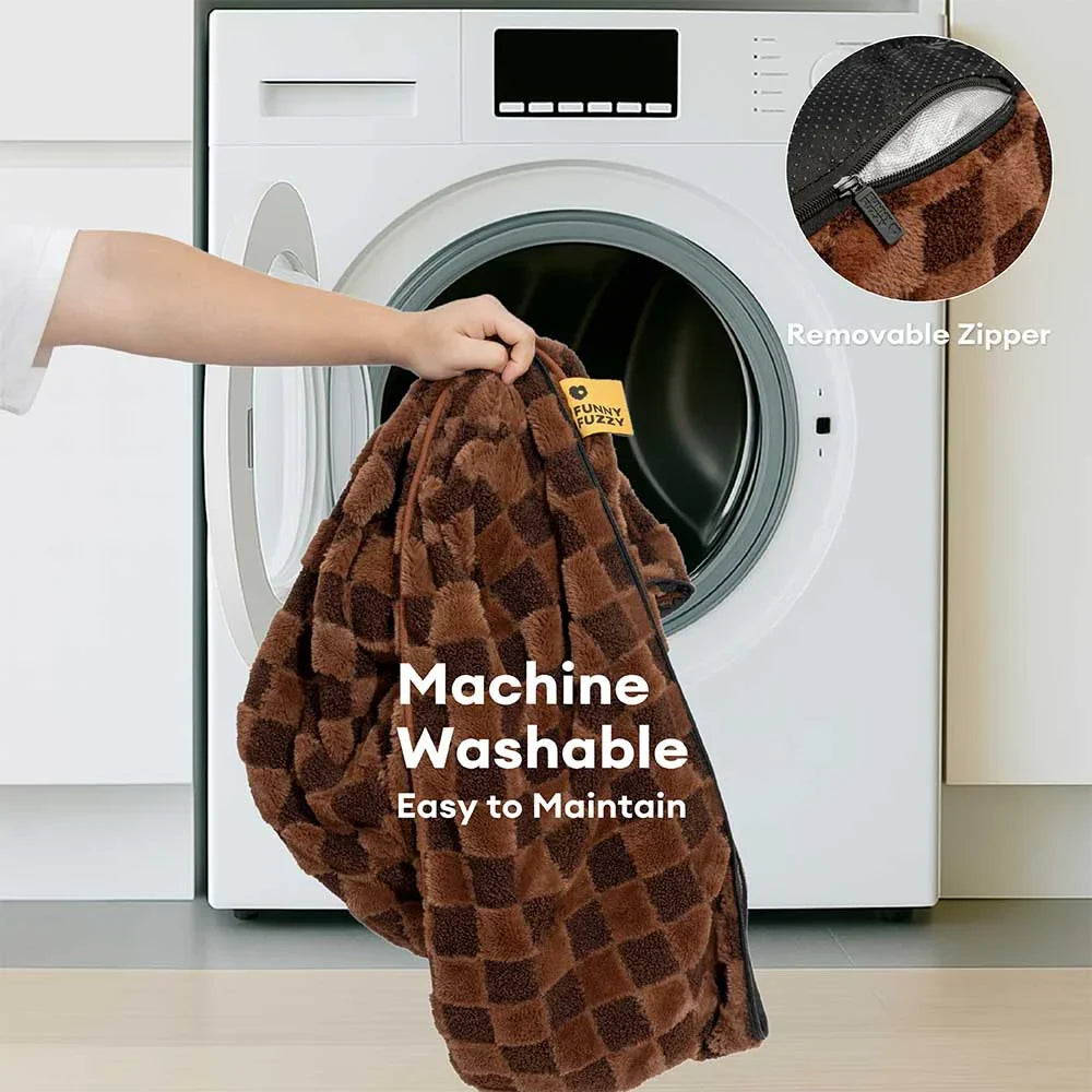 Kariertes, flauschiges, abnehmbares orthopädisches Hundekissenbett – CozyNest