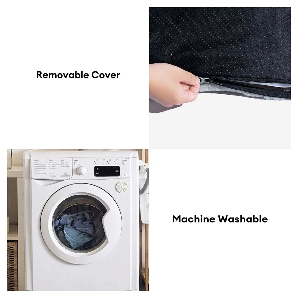 Plüschiges, flauschiges, dickes, beruhigendes Hundebett mit Kissen